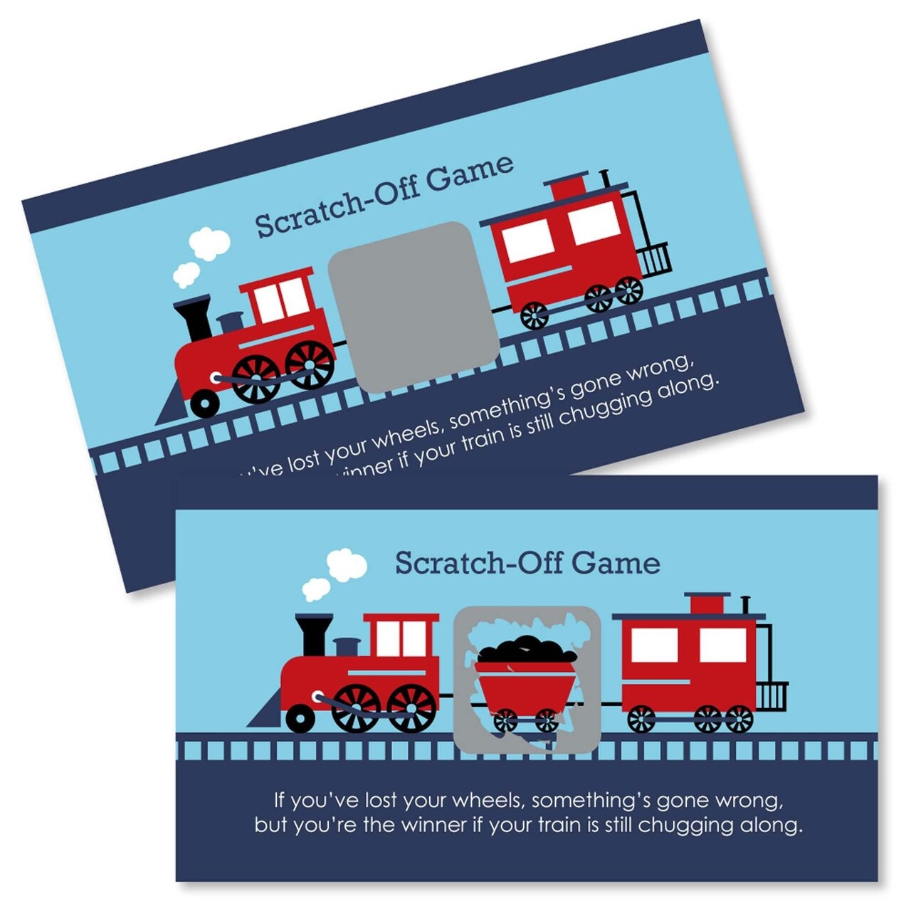 Big Dot of Happiness Railroad Party Crossing - Steam Train Birthday Party or Baby Shower Game Scratch Off Cards - 22 Count
